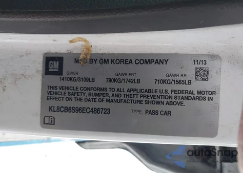 2014 Chevrolet Spark Ls Auto z USA, uszkodzony, nr VIN KL8CB6S96EC486723